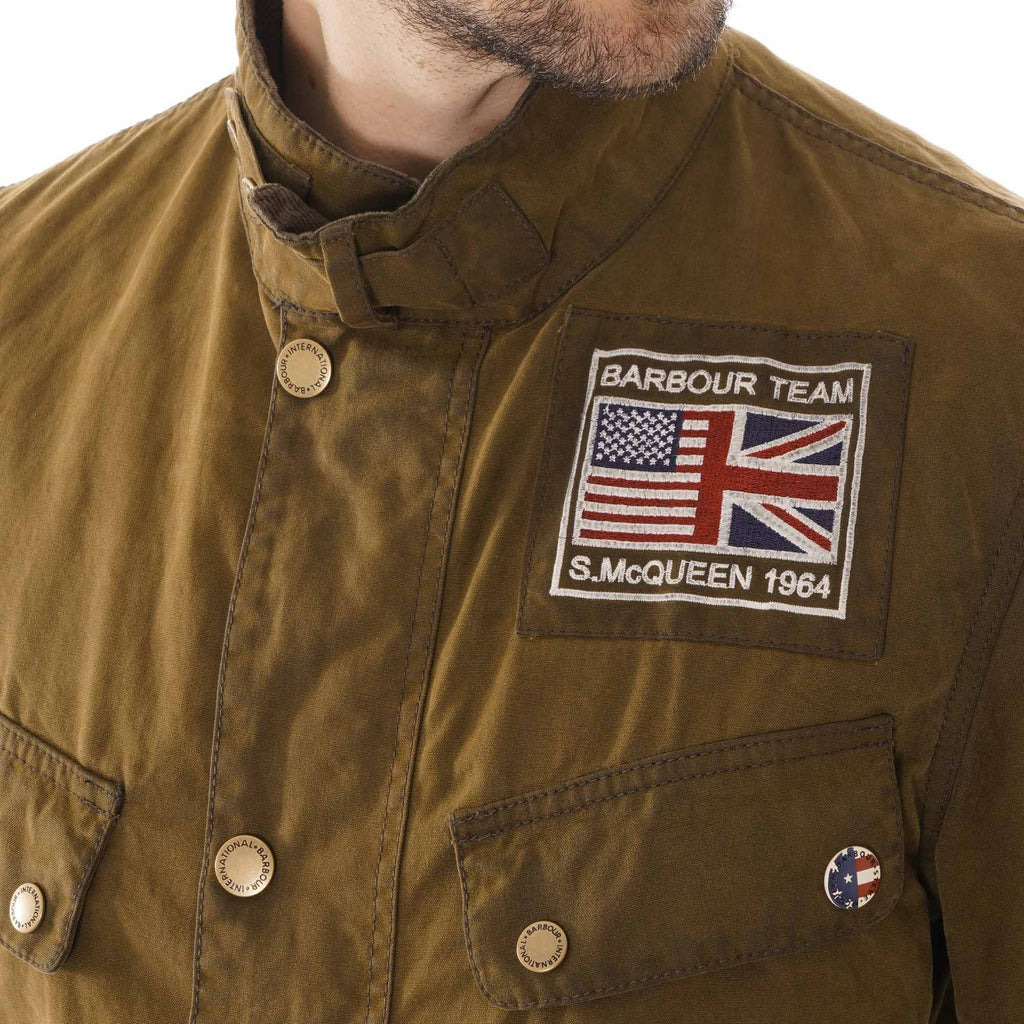 Barbour International Lester Washed Cotton Waxed Jacket - Olive