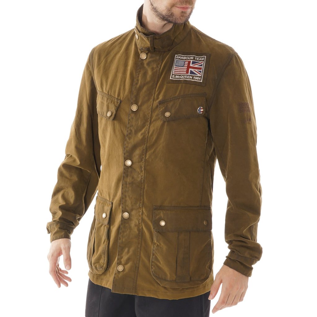 Barbour International Lester Washed Cotton Waxed Jacket - Olive