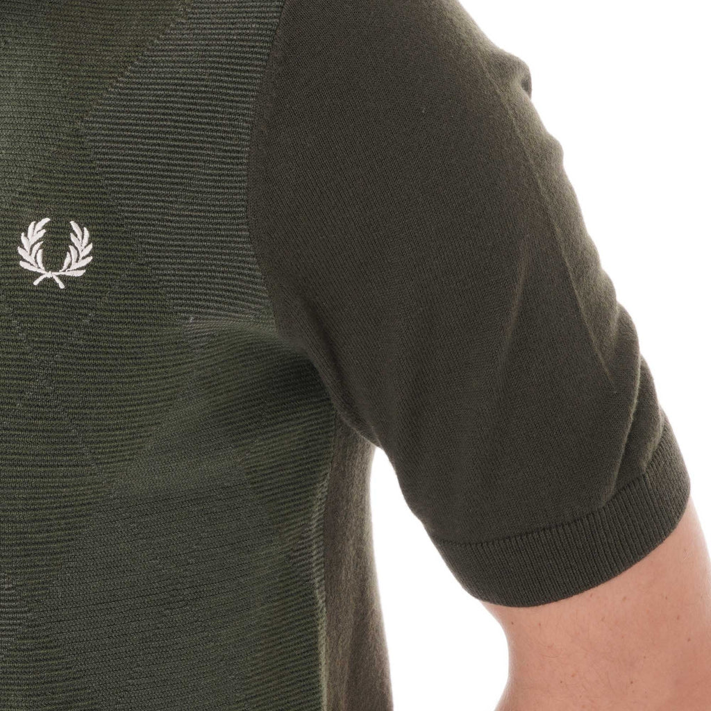 Fred Perry Argyle Knitted Polo Shirt - Hunting Green