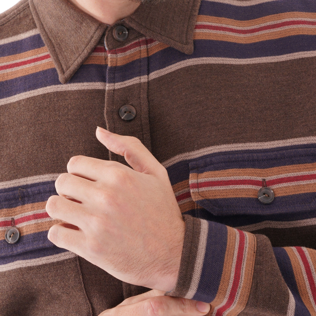 Pendleton Woolen Mills Blanket Stripe Flannel Shirt - Brown Stripe