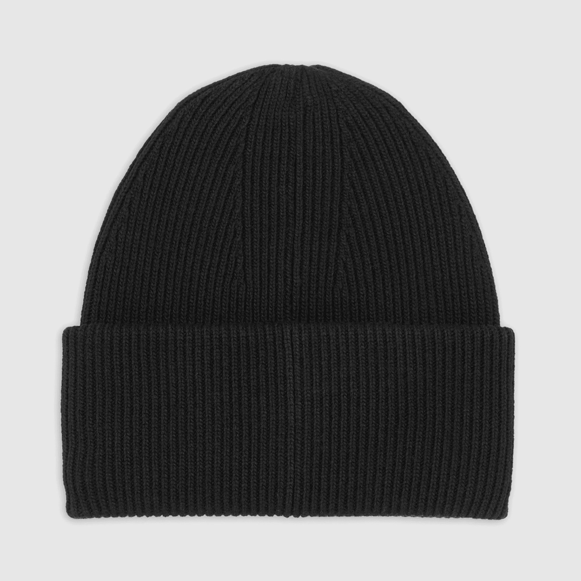 Emporio Armani Rib-knit Beanie with Logo Badge - Black