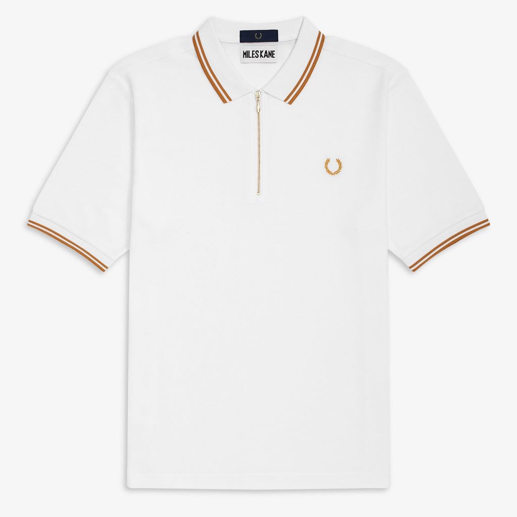 Fred Perry x Miles Kane Zip Textured Polo Shirt - White