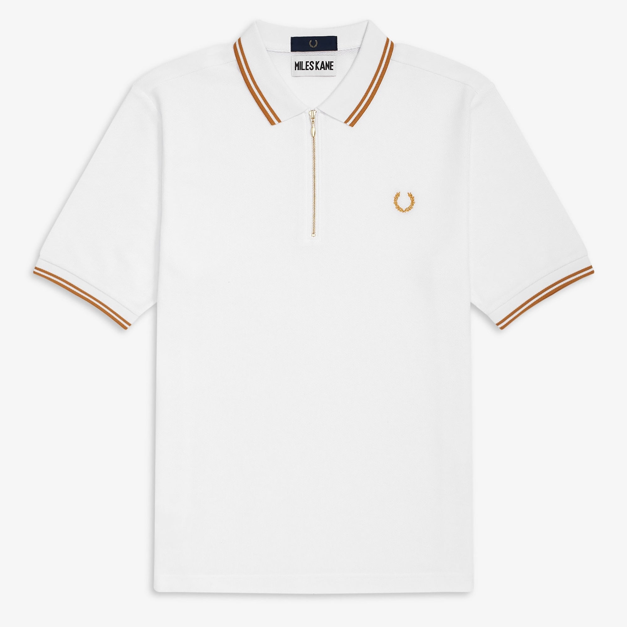 Fred Perry x Miles Kane Zip Textured Polo Shirt - White