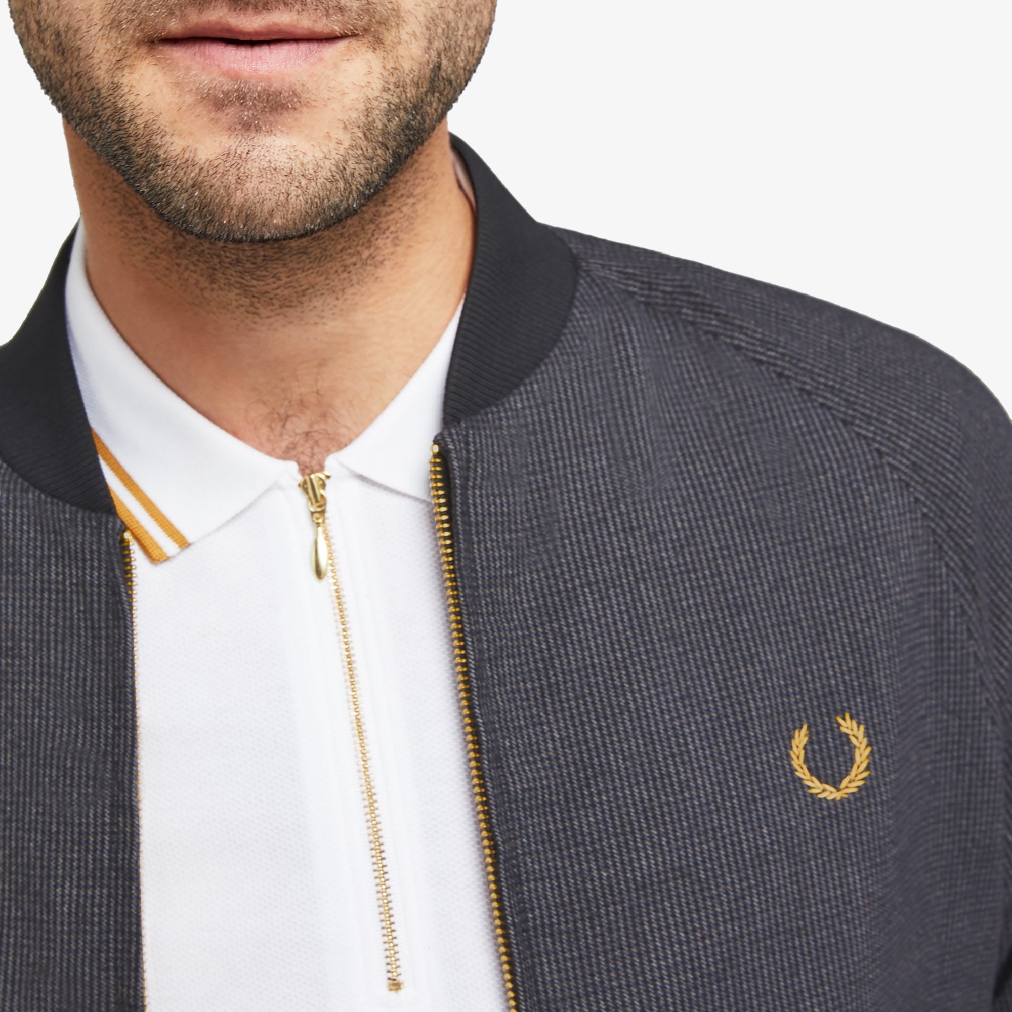Fred Perry x Miles Kane Houndstooth Bomber Jacket - Gunmetal