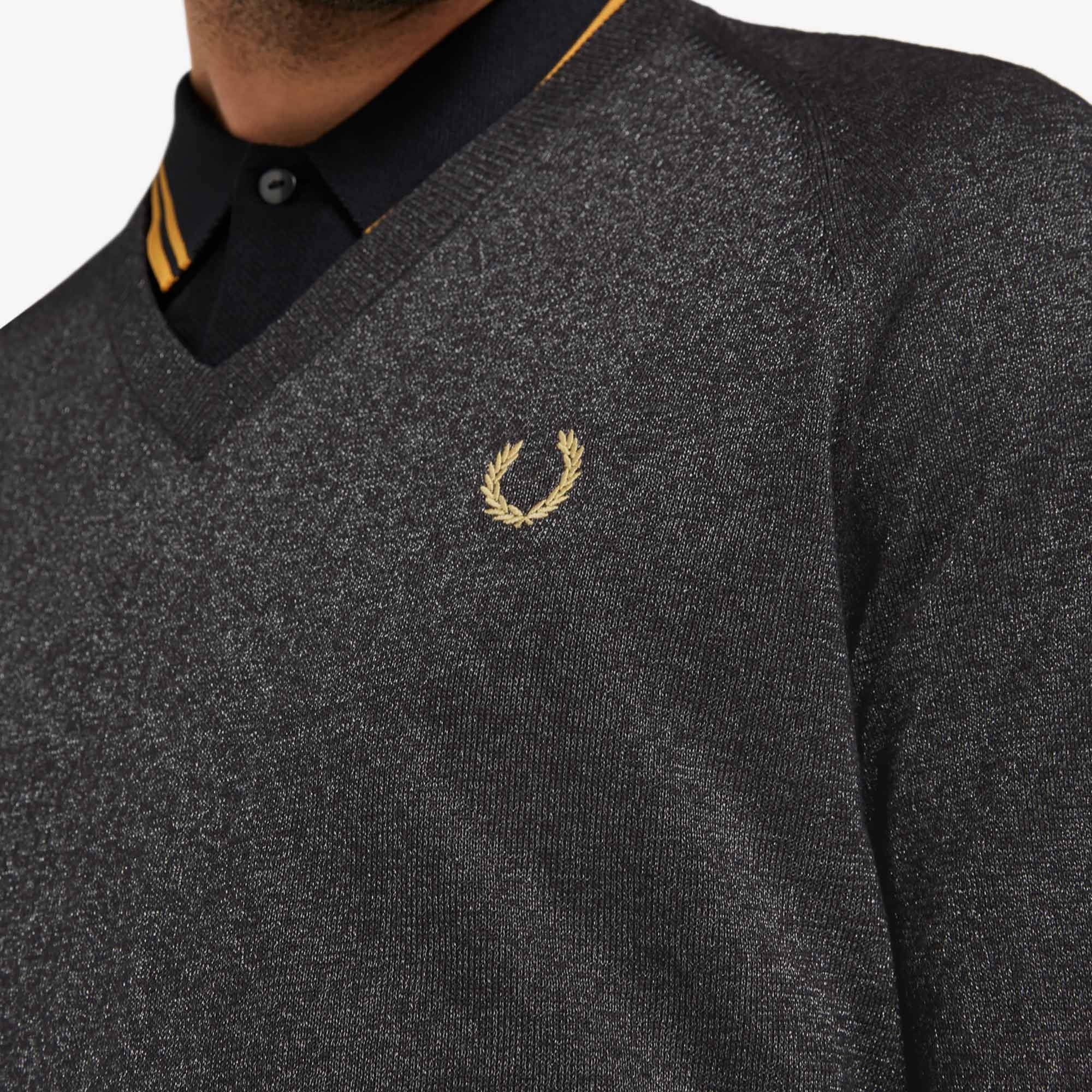 Fred Perry x Miles Kane Metallic V-Neck Jumper - Gunmetal
