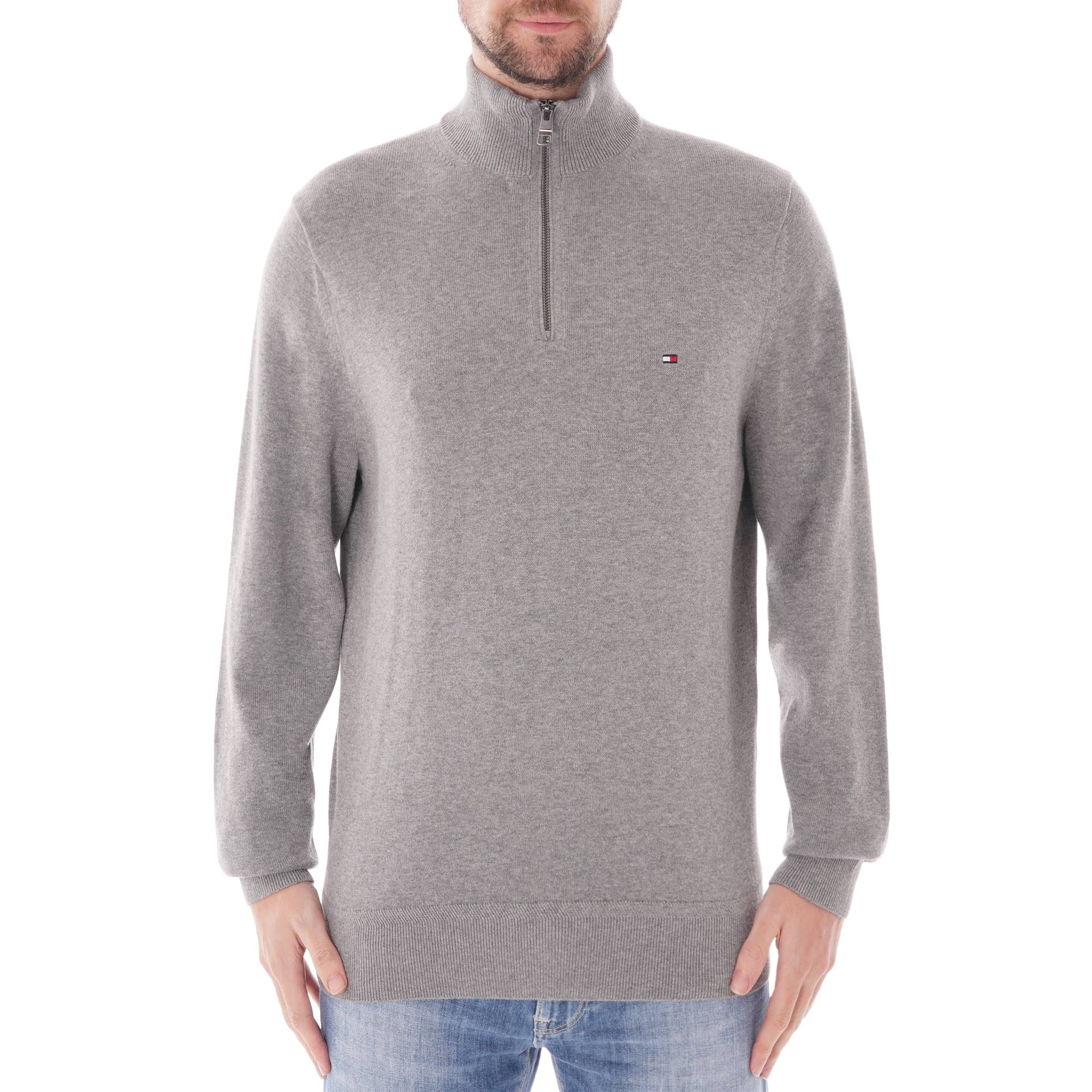 Tommy Hilfiger Half Zip Sweat - Silver