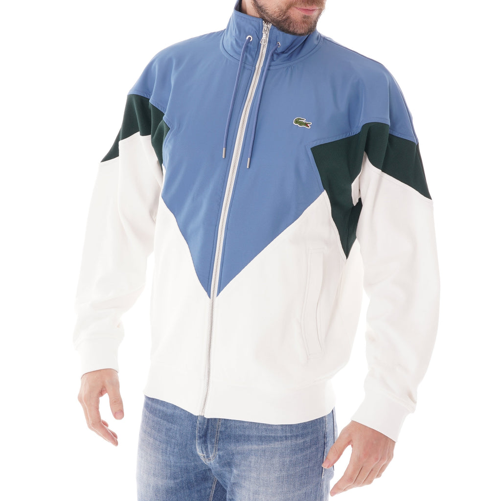 Lacoste Stand-up Neck Colour Block Zip Jacket - White/Green/Blue
