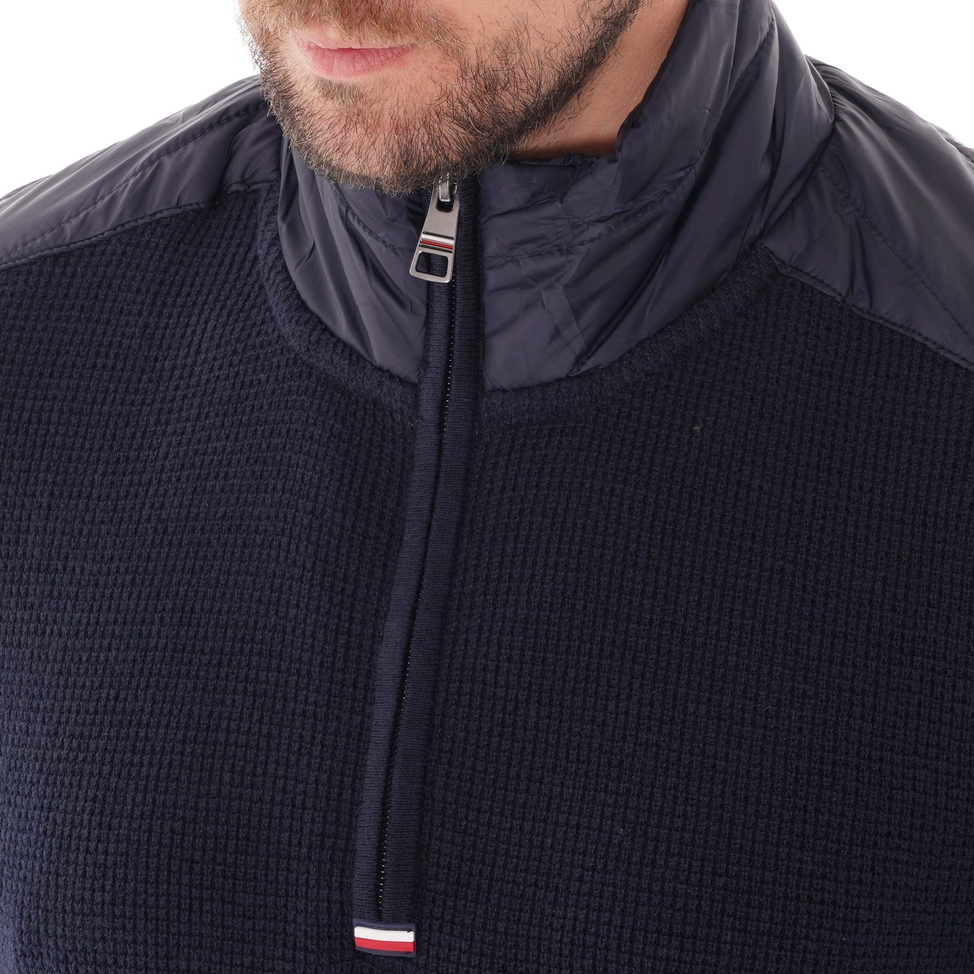 Tommy Hilfiger Half Zip Shoulder Patch Jumper - Sky Captain