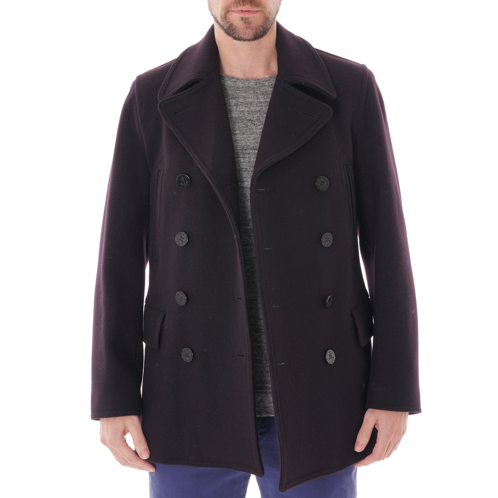 Gloverall Churchill Reefer Wool Coat - Navy