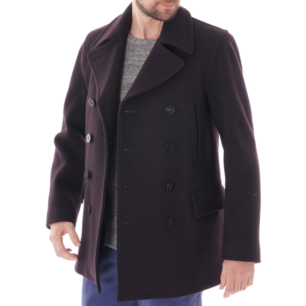 Gloverall Churchill Reefer Wool Coat - Navy