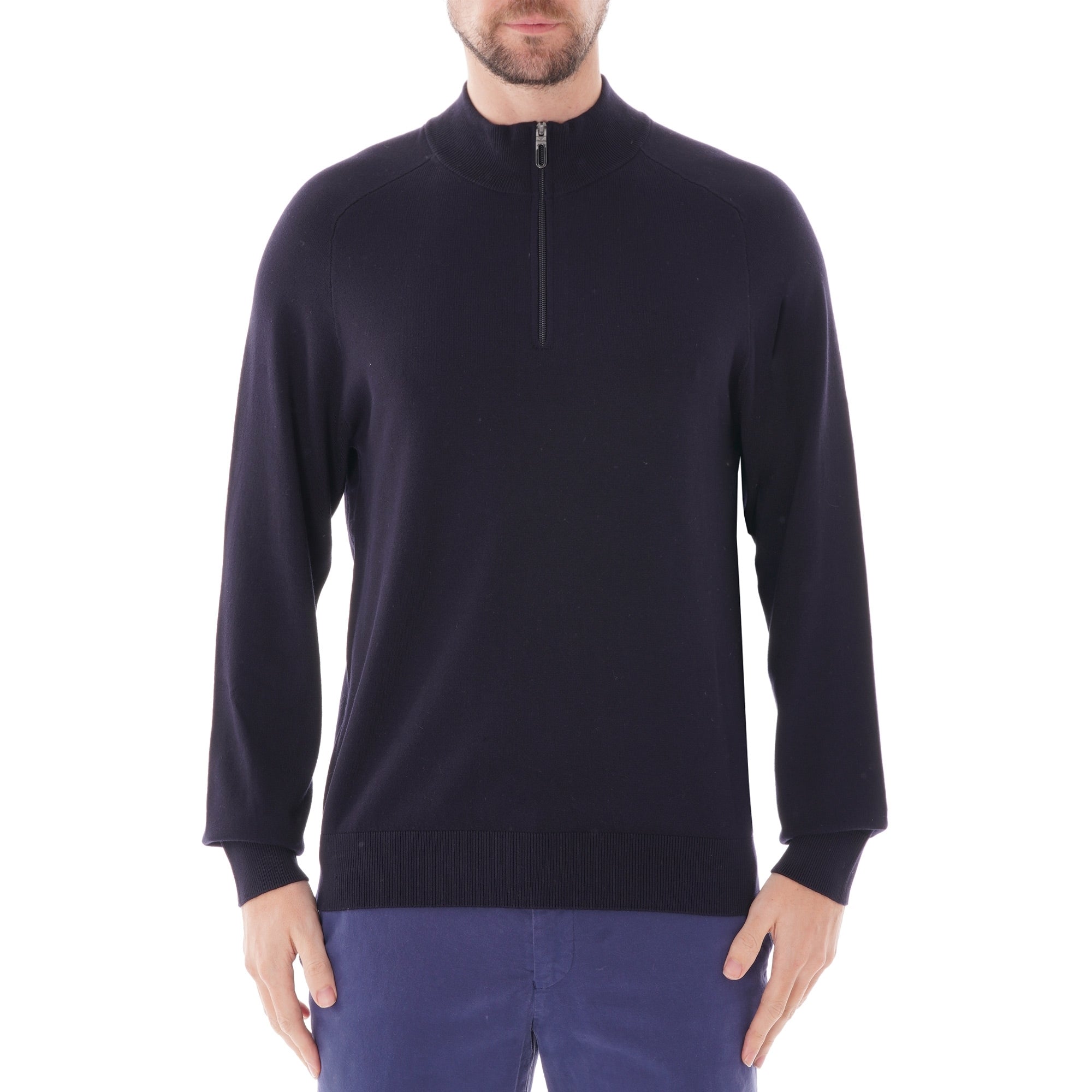 Emporio Armani Quarter-Zip Knit Sweater - Blu Navy