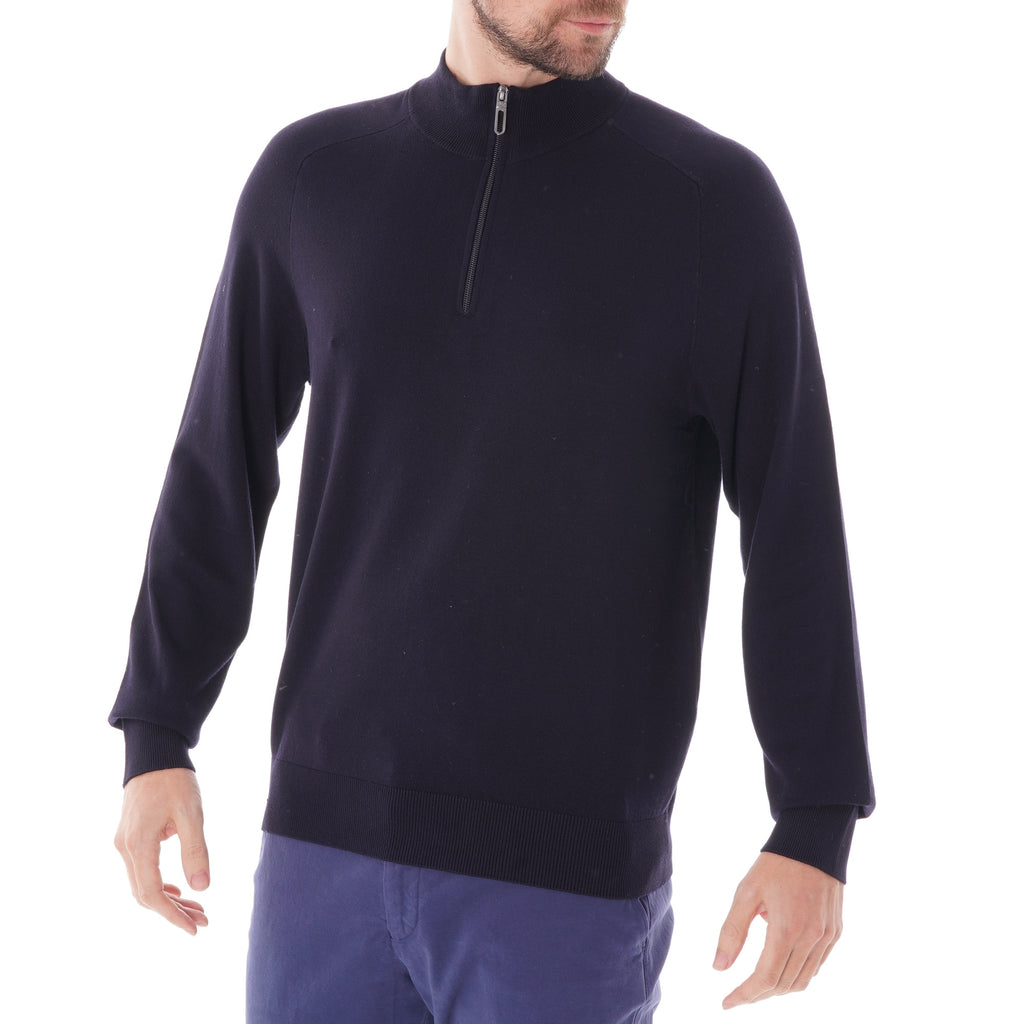 Emporio Armani Quarter-Zip Knit Sweater - Blu Navy