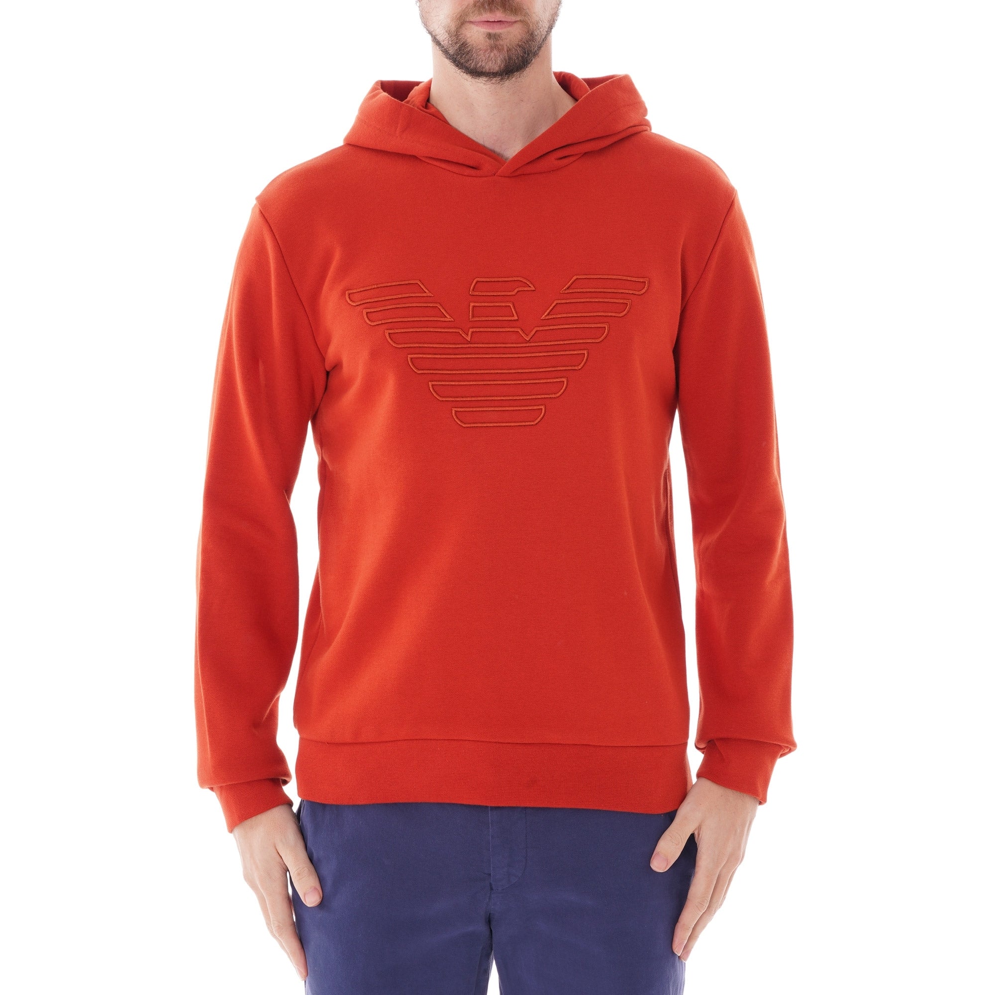 Emporio Armani Hooded Sweatshirt With Embroidered Eagle - Ginger