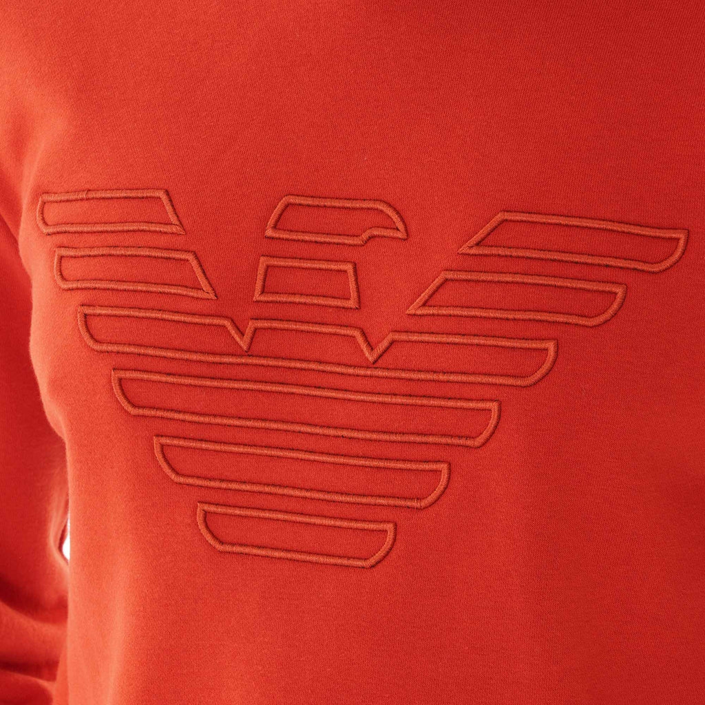 Emporio Armani Hooded Sweatshirt With Embroidered Eagle - Ginger