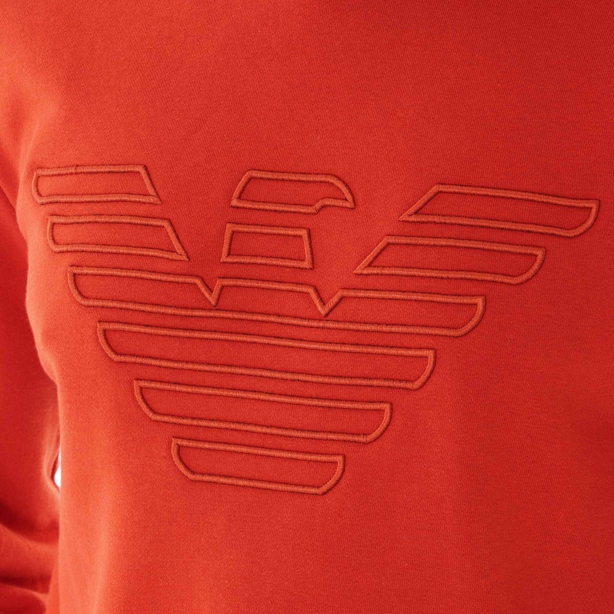 Emporio Armani Hooded Sweatshirt With Embroidered Eagle - Ginger