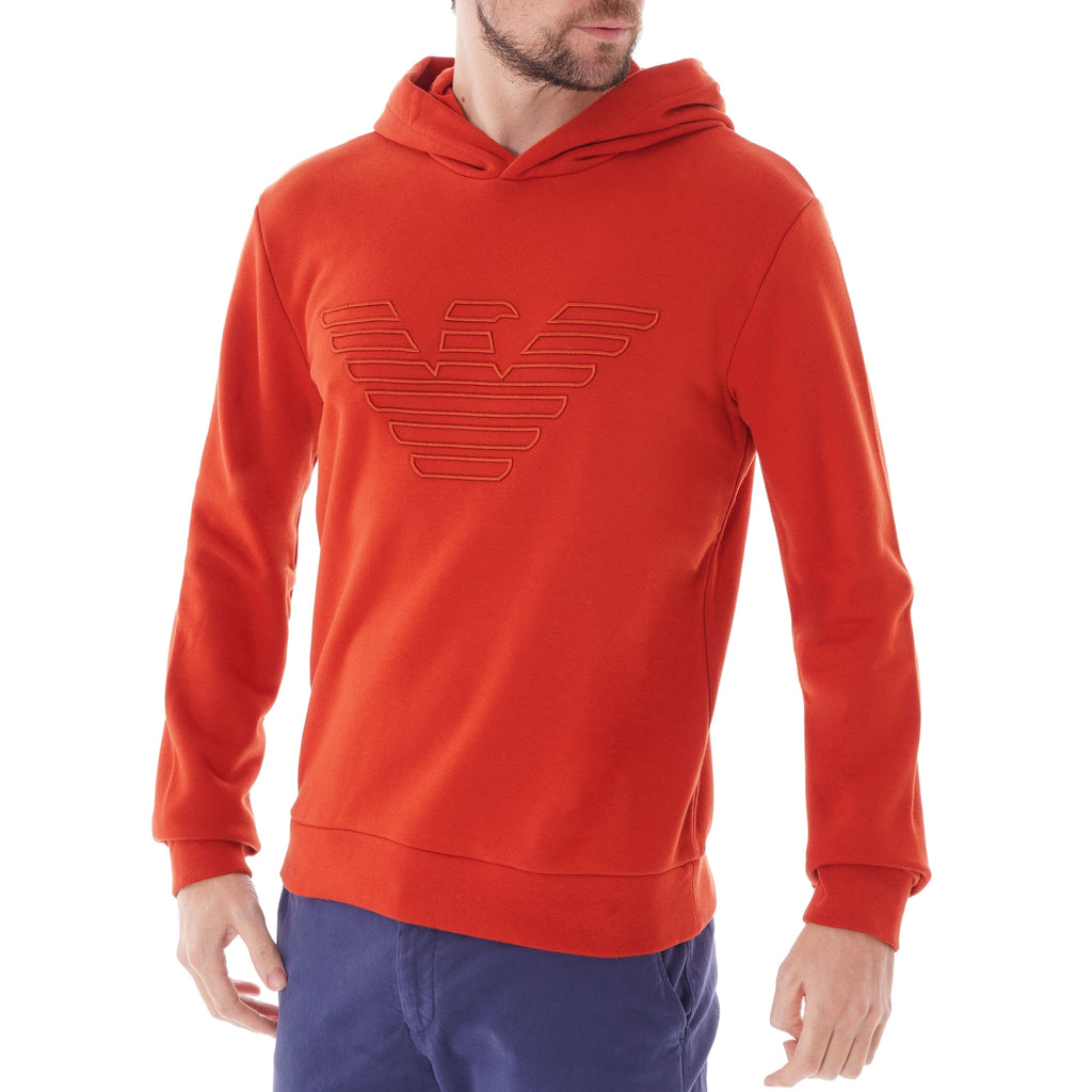 Emporio Armani Hooded Sweatshirt With Embroidered Eagle - Ginger