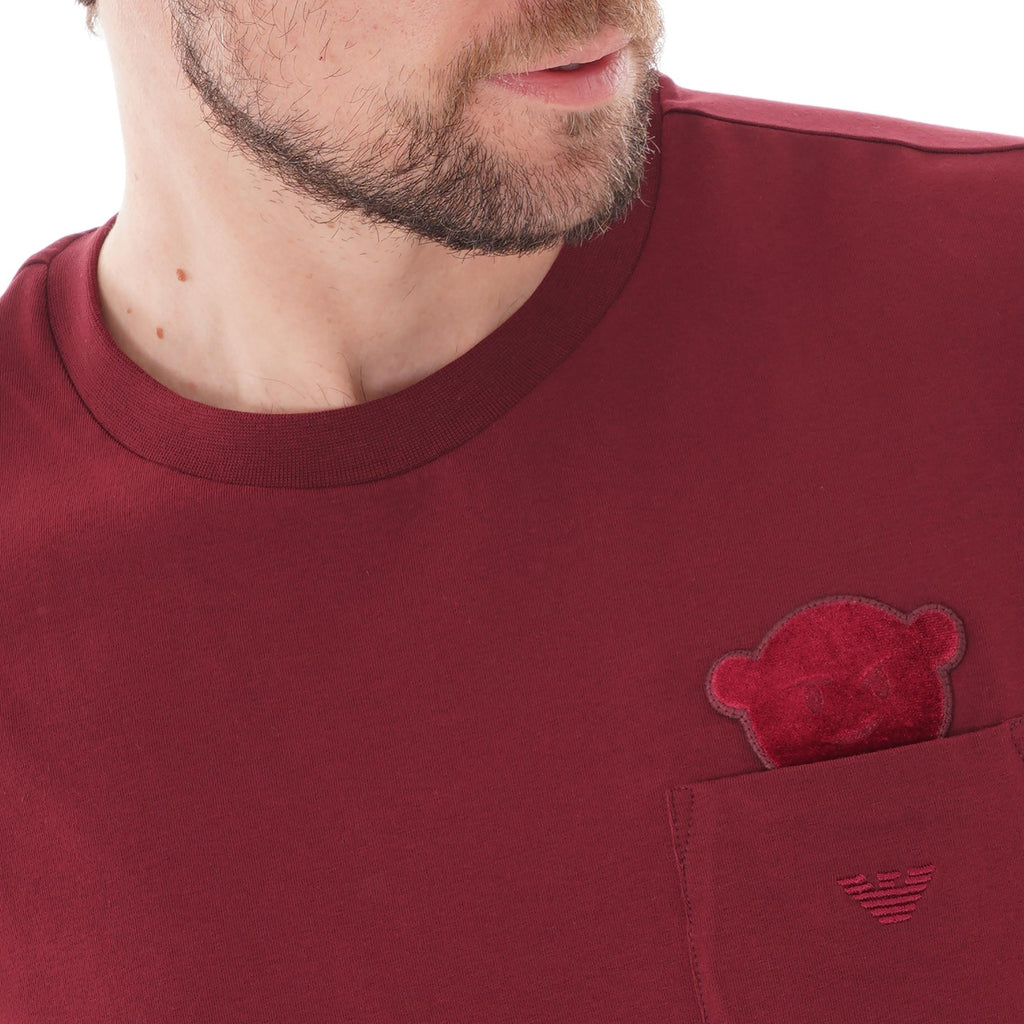 Emporio Armani Manga Bear T-shirt With Breast Pocket - Bordeaux