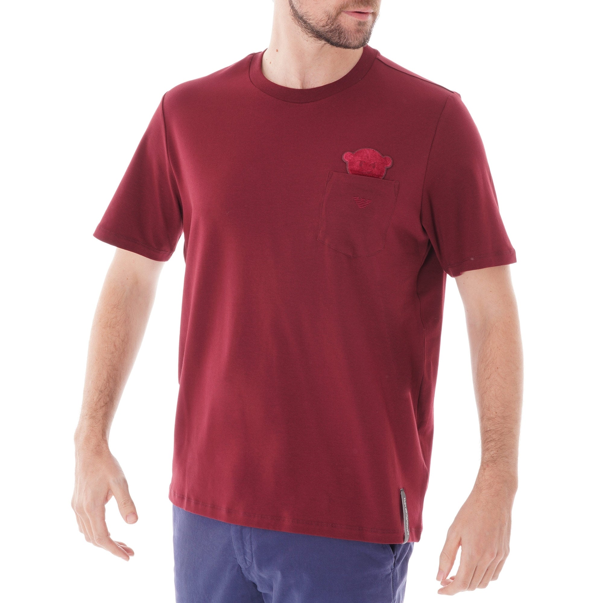 Emporio Armani Manga Bear T-shirt With Breast Pocket - Bordeaux