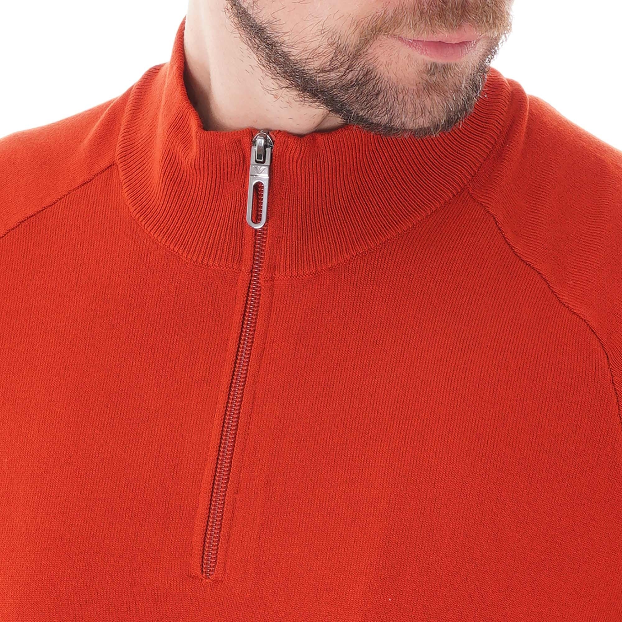 Emporio Armani Quarter-Zip Knit Sweater - Ginger