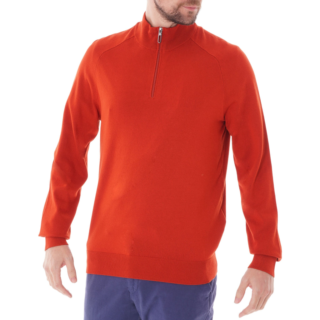 Emporio Armani Quarter-Zip Knit Sweater - Ginger