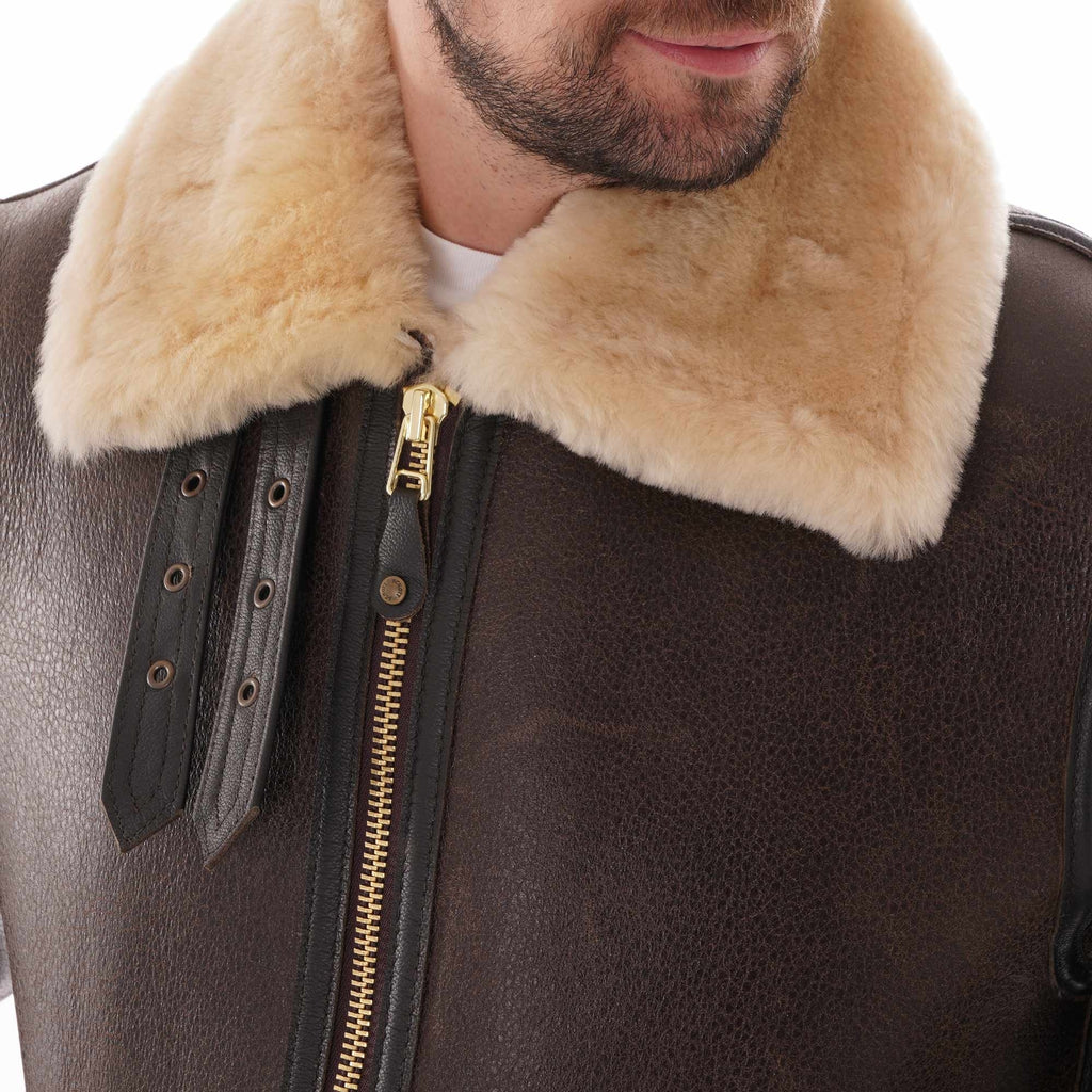Schott NYC B-3 Sheepskin Leather Bomber Jacket - Made in USA