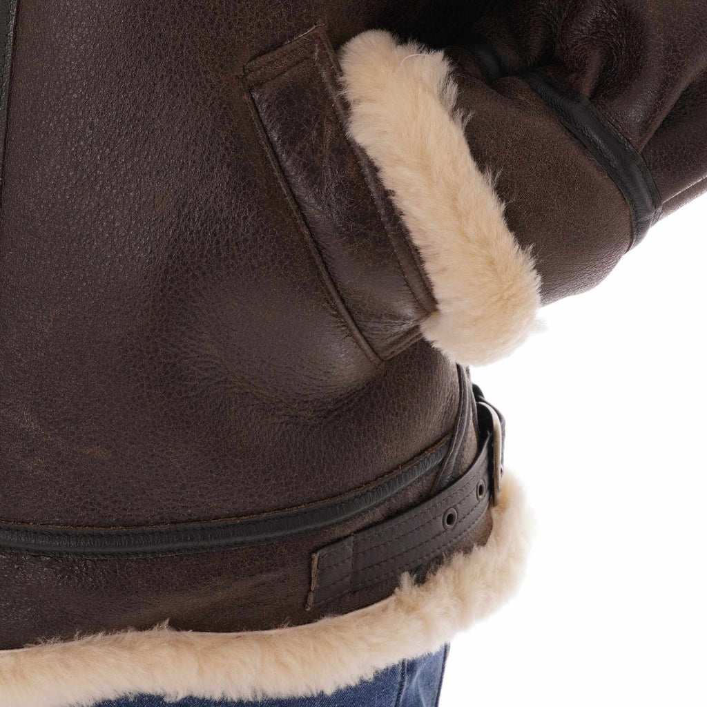 Schott NYC B-3 Sheepskin Leather Bomber Jacket - Made in USA