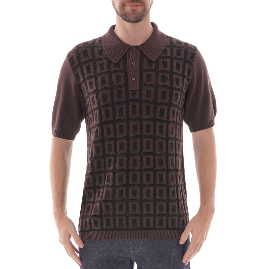 Fred Perry Reissues Jacquard Grid Knitted Shirt - Truffle