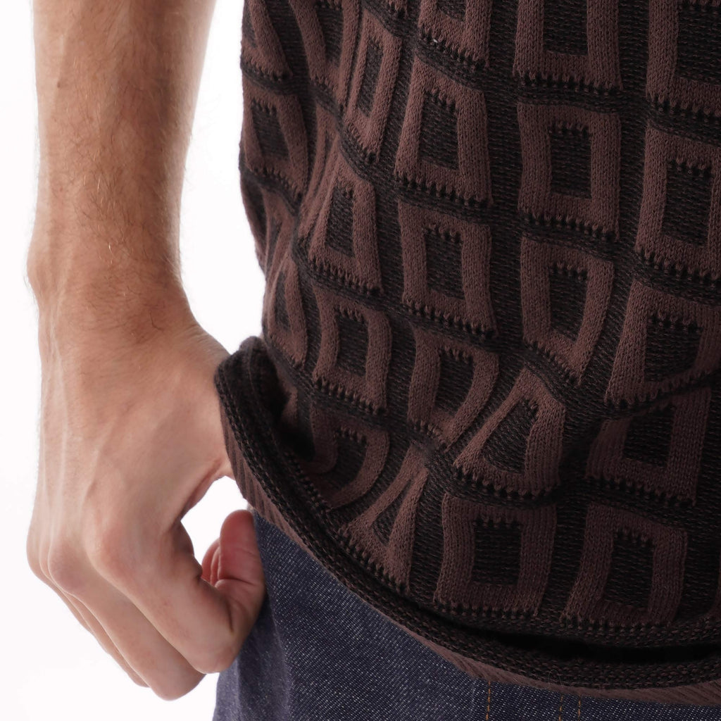 Fred Perry Reissues Jacquard Grid Knitted Shirt - Truffle