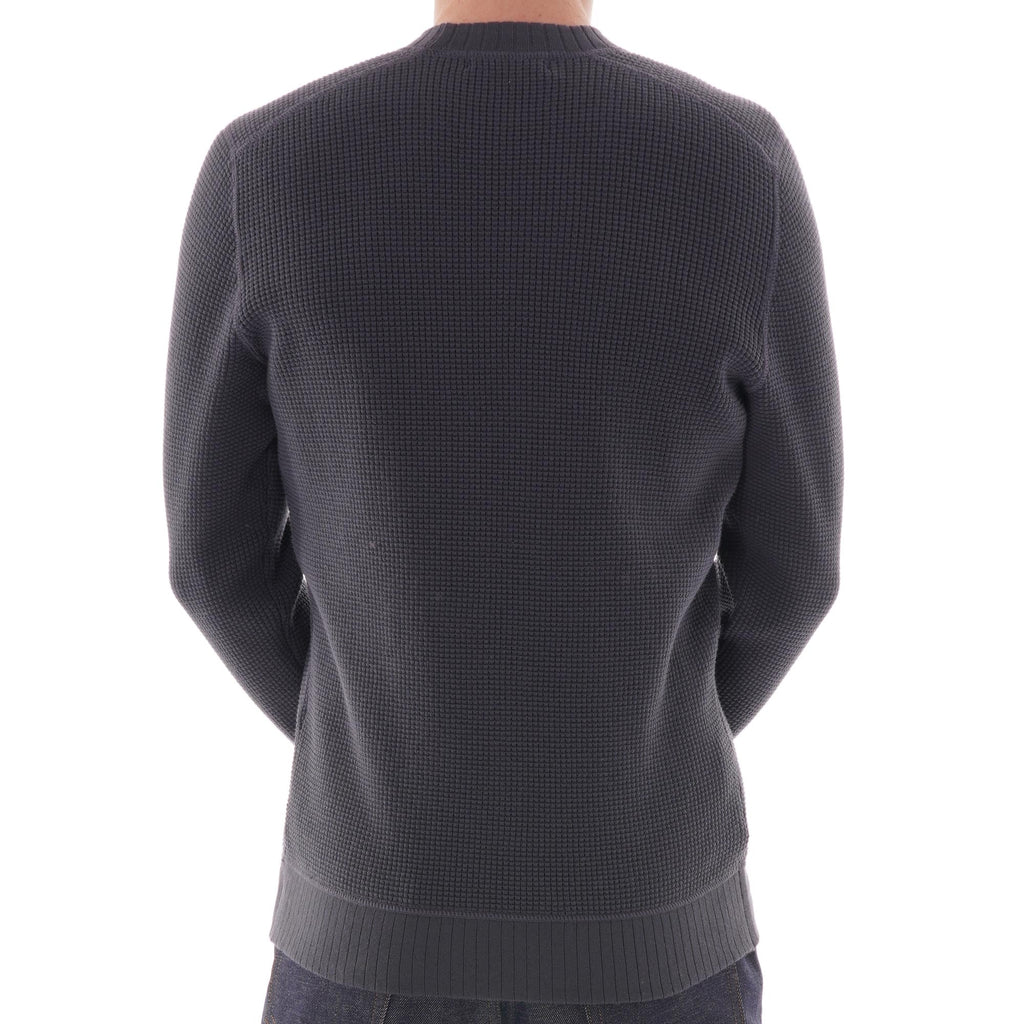 Fred Perry Waffle Texture Crew Neck Jumper - Charcoal