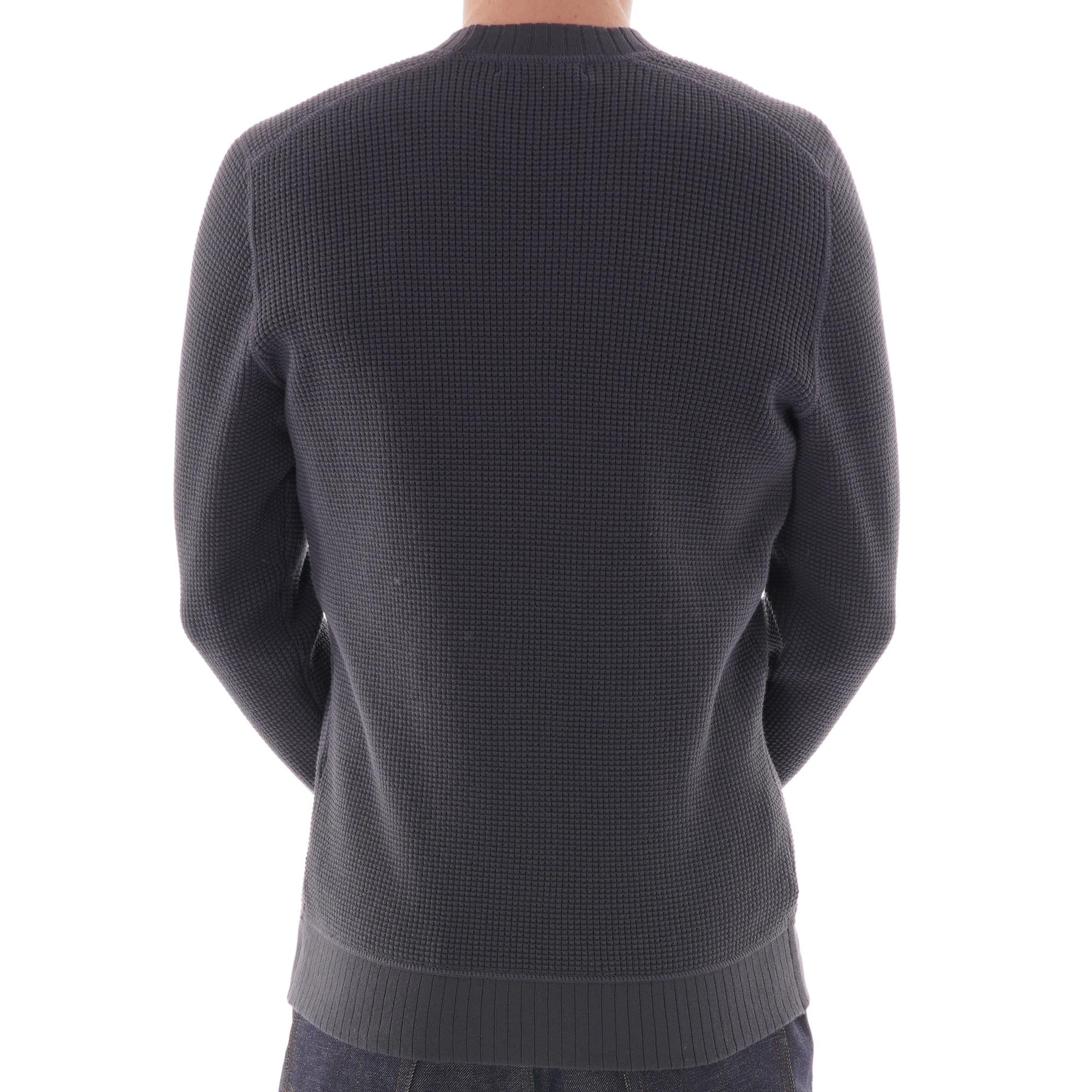 Fred Perry Waffle Texture Crew Neck Jumper - Charcoal