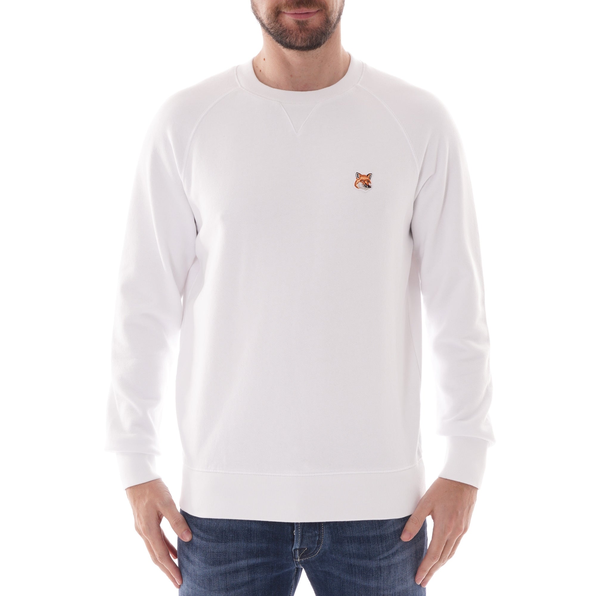 Maison Kitsune Fox Head Patch Sweatshirt - White
