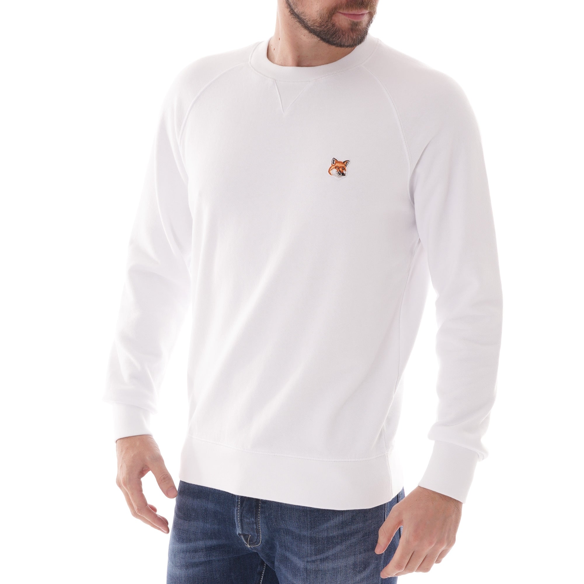 Maison Kitsune Fox Head Patch Sweatshirt - White