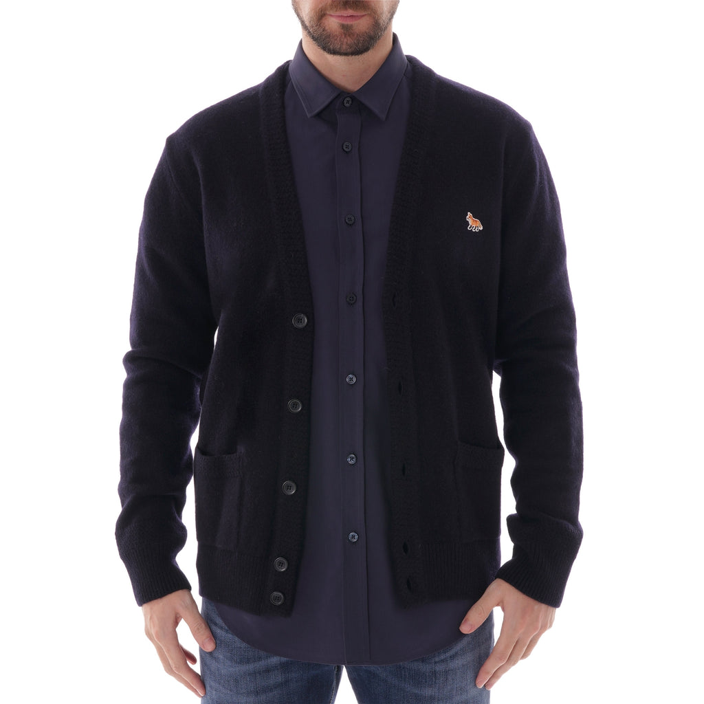 Maison Kitsune Lambswool Classic Cardigan - Dark Navy