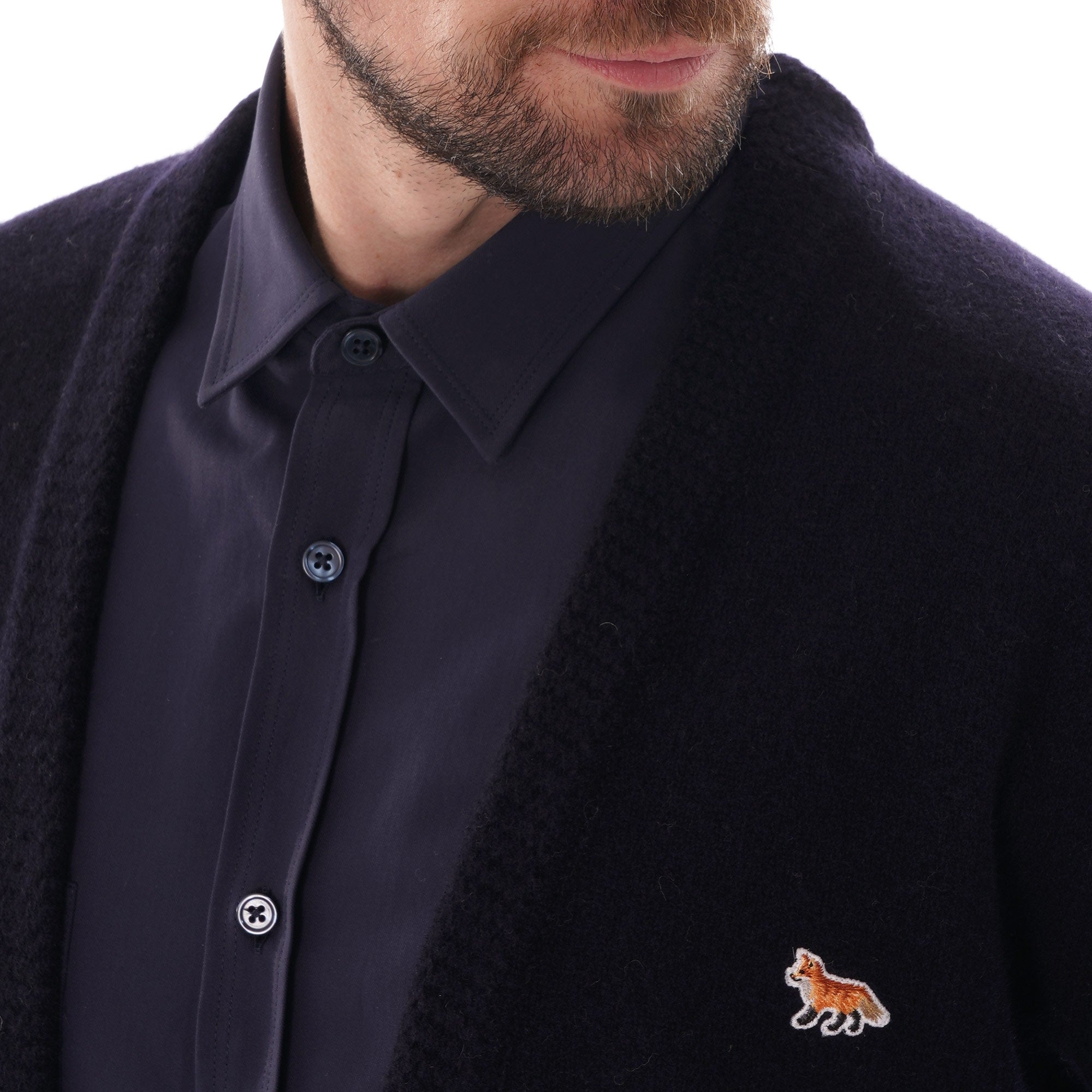 Maison Kitsune Lambswool Classic Cardigan - Dark Navy