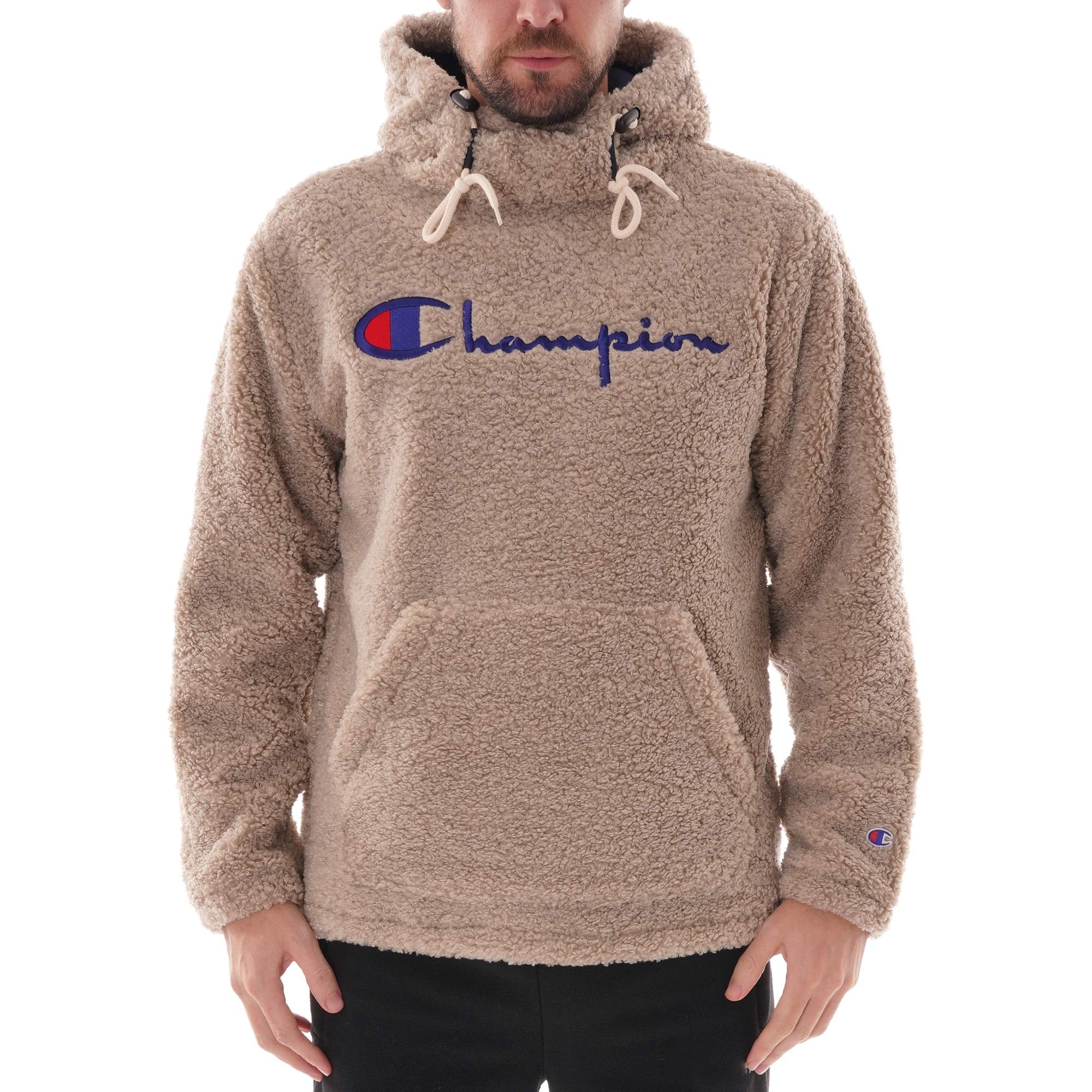 Champion Script Logo Teddy Hoodie - Oat
