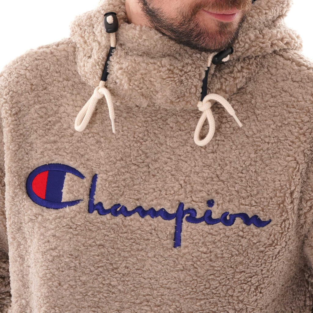 Champion Script Logo Teddy Hoodie - Oat