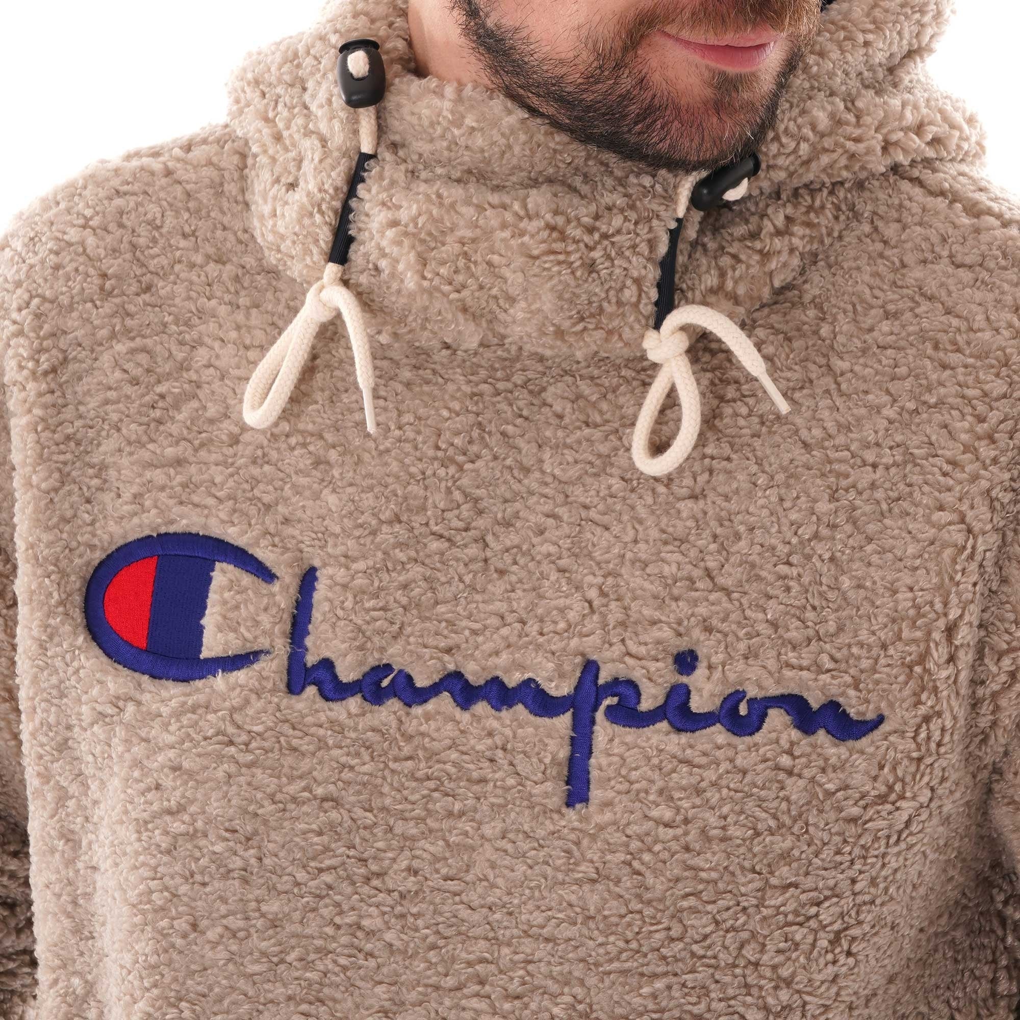 Champion Script Logo Teddy Hoodie - Oat