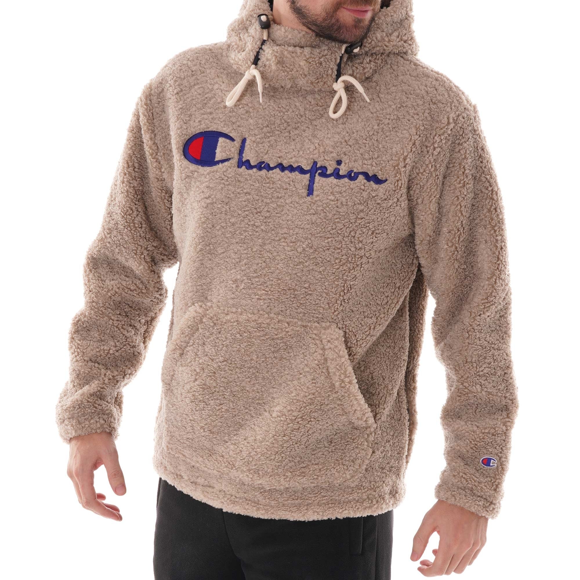 Champion Script Logo Teddy Hoodie - Oat