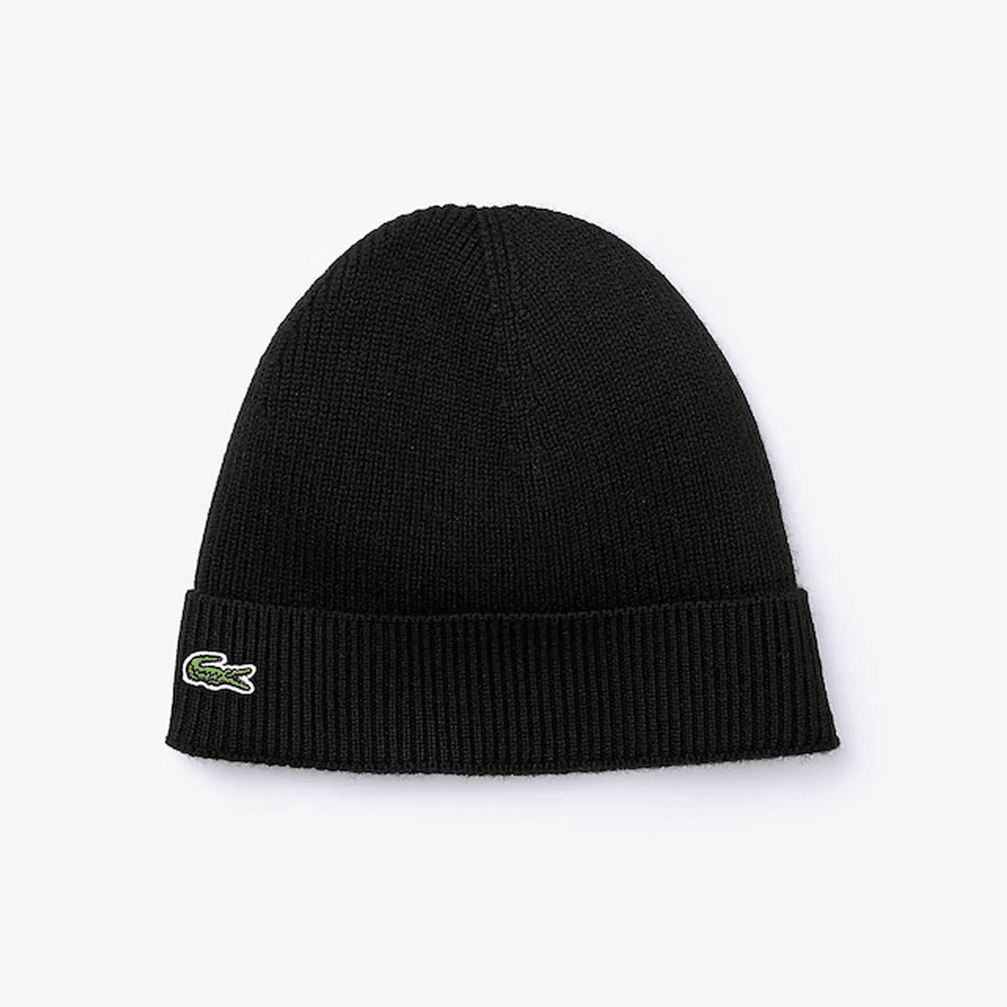 Lacoste Ribbed Wool Beanie - Black
