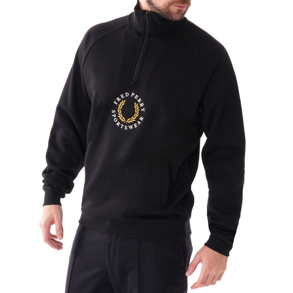 Fred Perry Half Zip Sweatshirt - Black