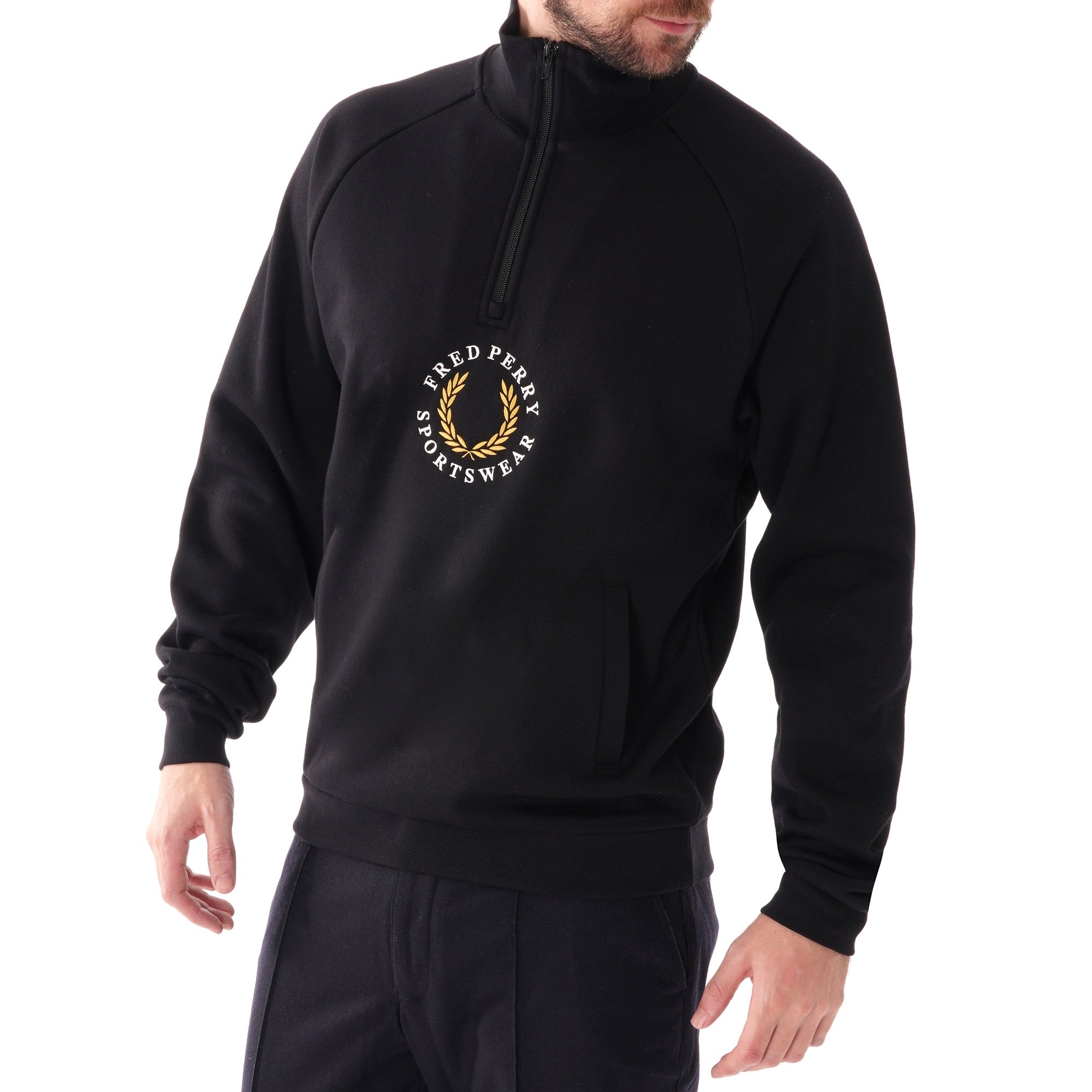 Fred Perry Half Zip Sweatshirt - Black