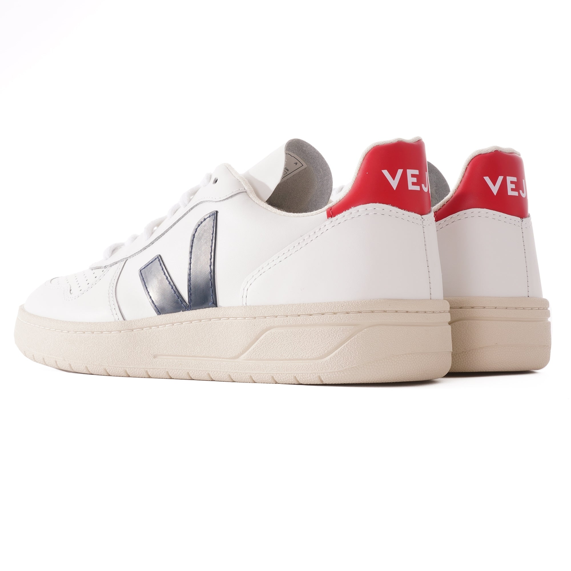 Veja Womens V-10 Leather - Extra White & Nautico Pekin
