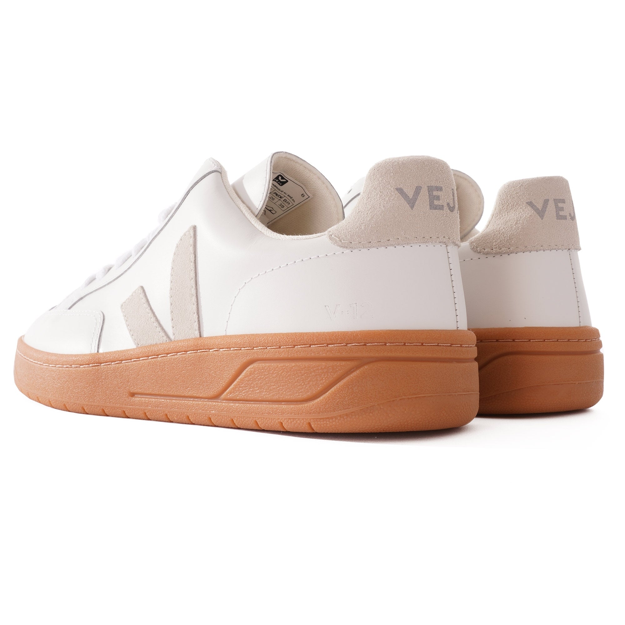 Veja V-12 Leather Natural Sole - Extra White