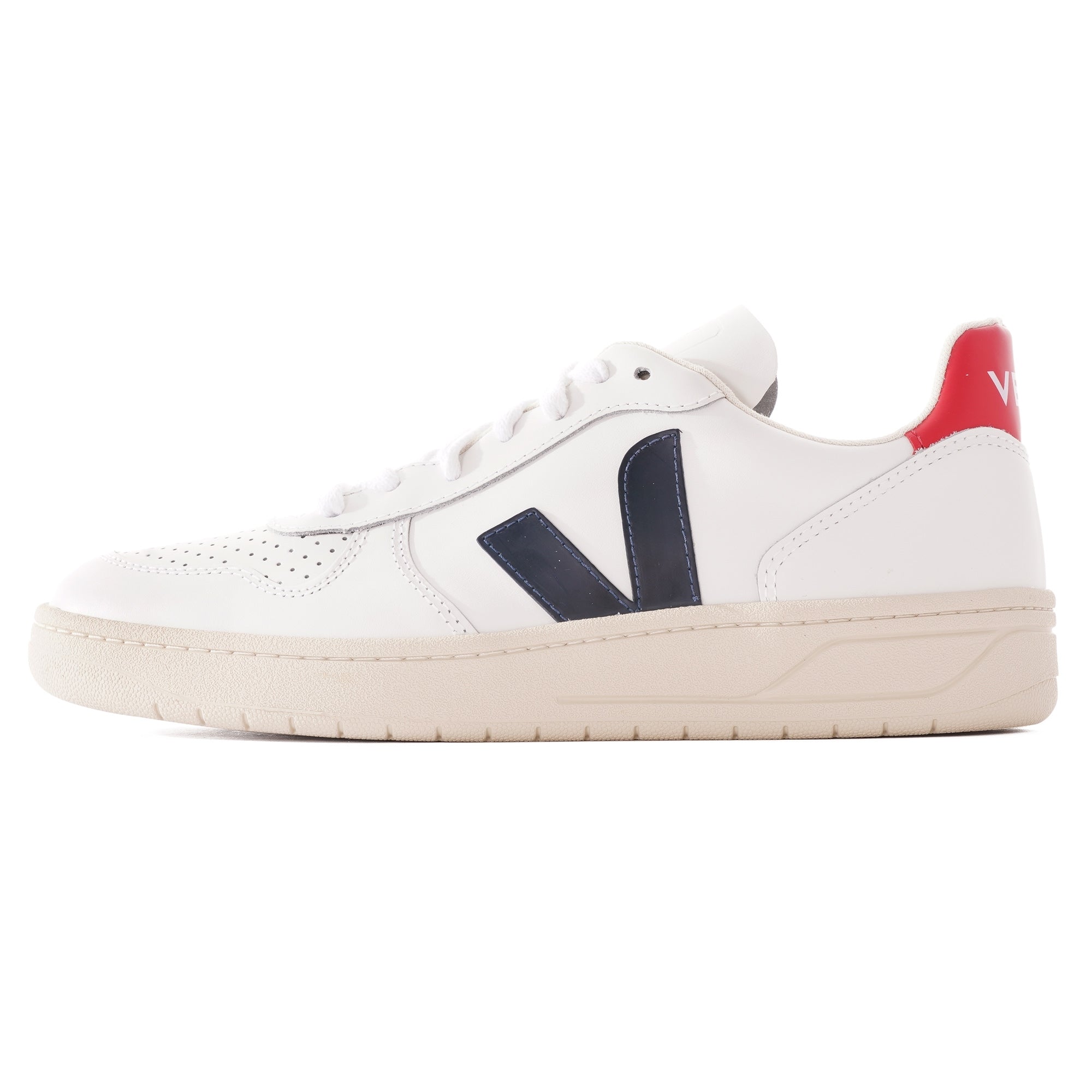 Veja V-10 Leather - Extra White & Nautico Pekin