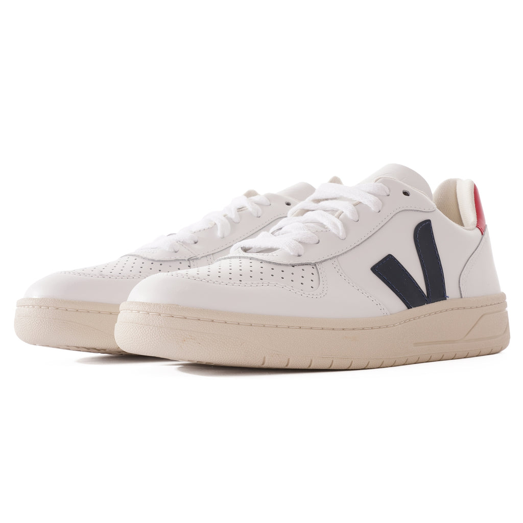 Veja V-10 Leather - Extra White & Nautico Pekin