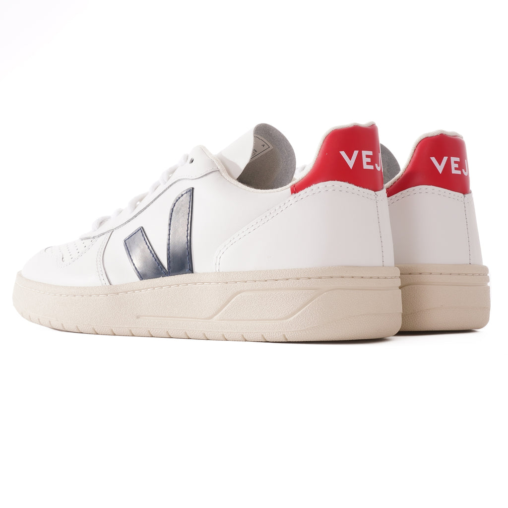 Veja V-10 Leather - Extra White & Nautico Pekin