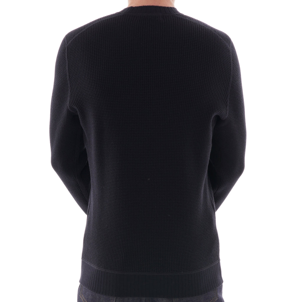 Fred Perry Waffle Texture Crew Neck Jumper - Navy