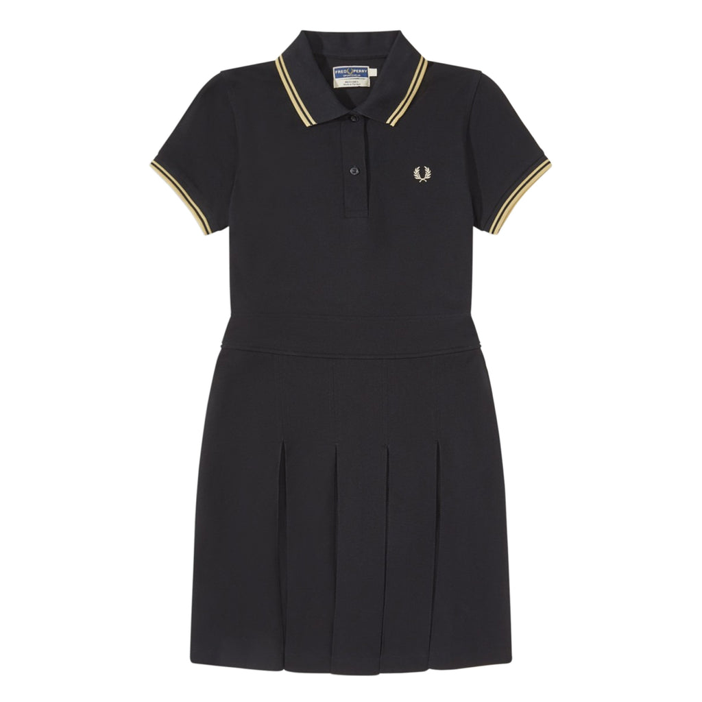 Fred Perry Womens Reissue Pleated Pique Tennis Dress - Black
