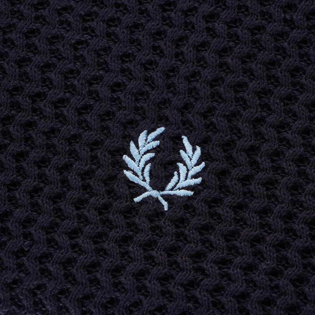 Fred Perry Reissues Texture Knit Button Neck - Navy
