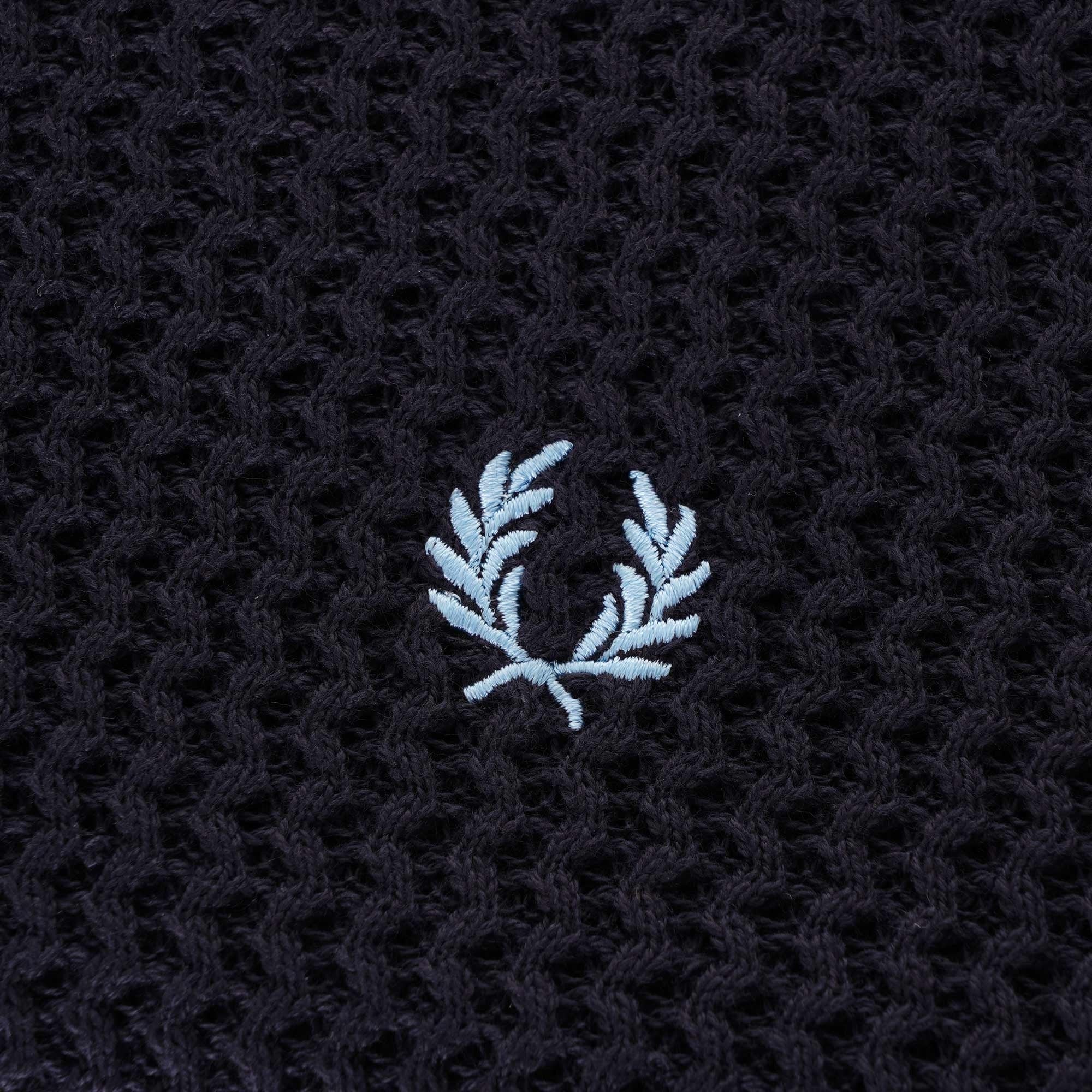 Fred Perry Reissues Texture Knit Button Neck - Navy